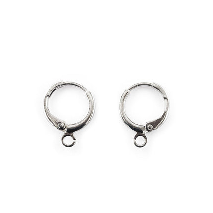 Round Leverback Ear Wires Rhodium Plated