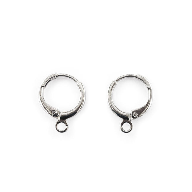 Round Leverback Ear Wires Rhodium Plated