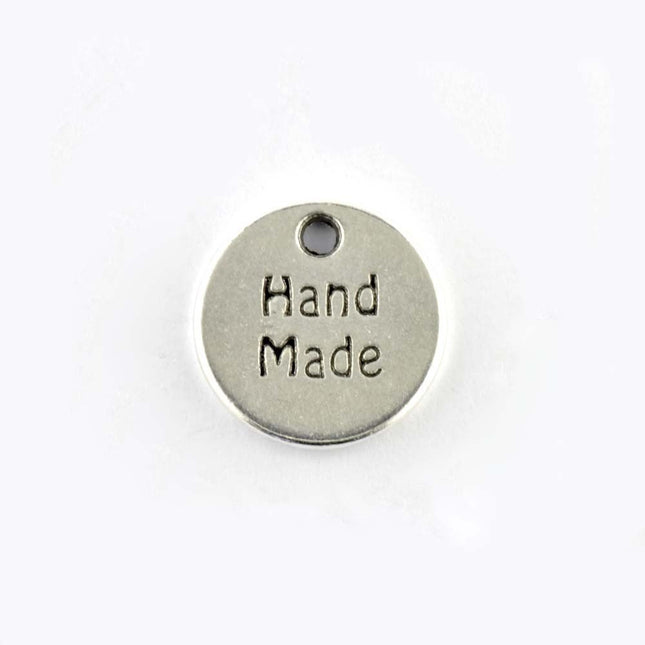 Round Handmade Charm Antique Silver