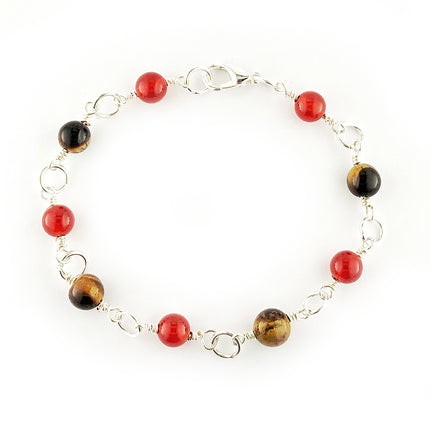 Semi-precious gemstone linked bracelet