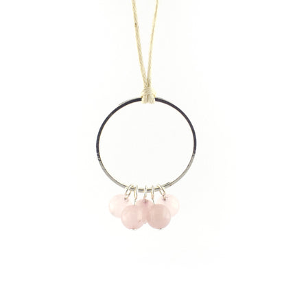 Semi precious Rose Quartz Cluster Necklace
