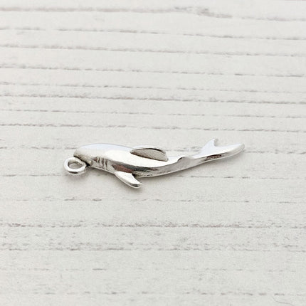 shark pendant charm antique silver