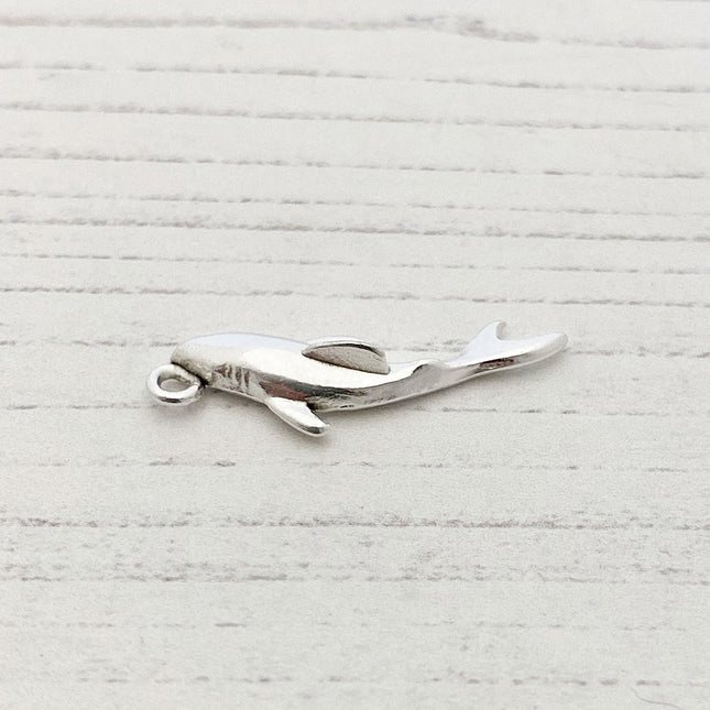 shark pendant charm antique silver