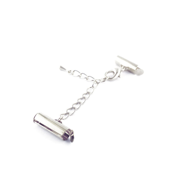 13mm silver plated slide clasp with extension chain and trigger clasp