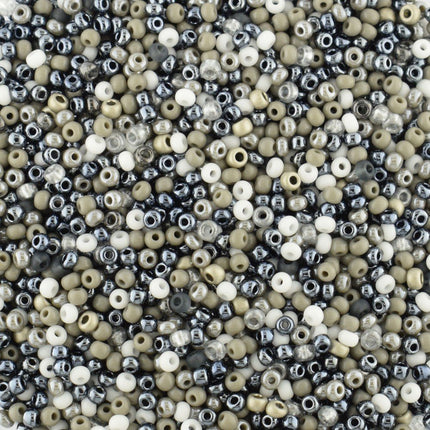 Size 11 Mixed Grey Preciosa Seed Beads