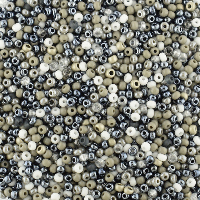 Size 11 Mixed Grey Preciosa Seed Beads