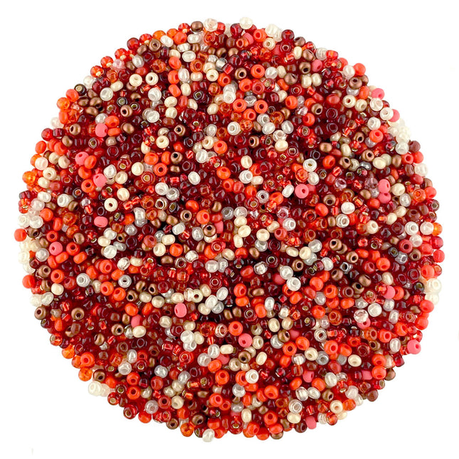 Size 11 Mixed Red Preciosa Seed Beads