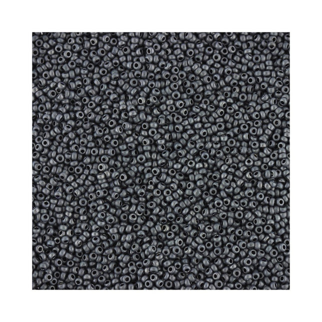 czech glass size 15 seed beads matte dark grey