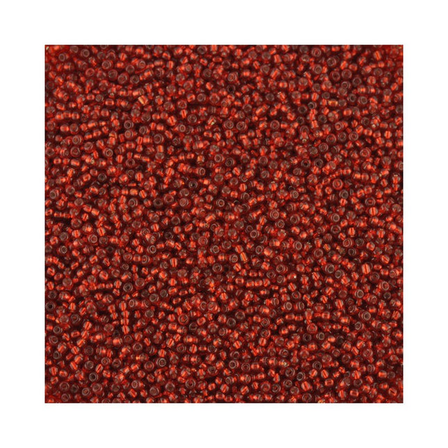czech glass size 15 seed bead silver lined red