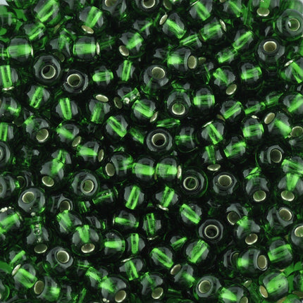 Size 5 Silver Lined Green Seed Beads