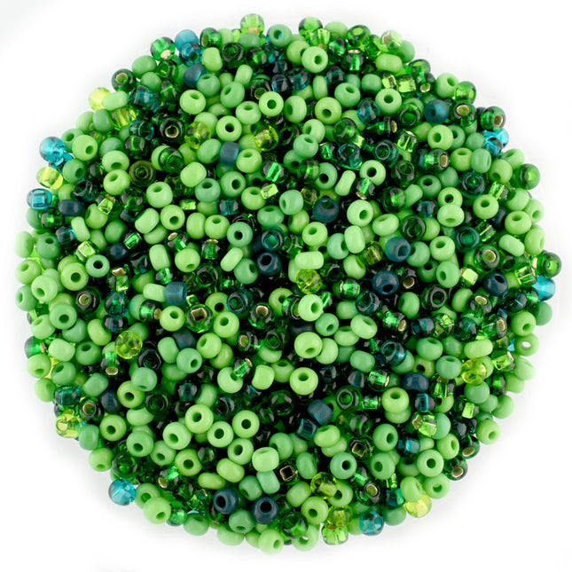 Size 8 Mixed Green Preciosa Seed Beads