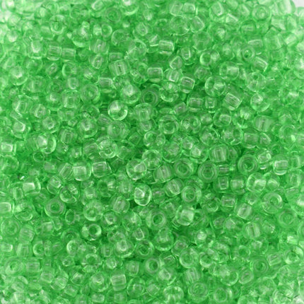 Size 8 Transparent Green Seed Beads