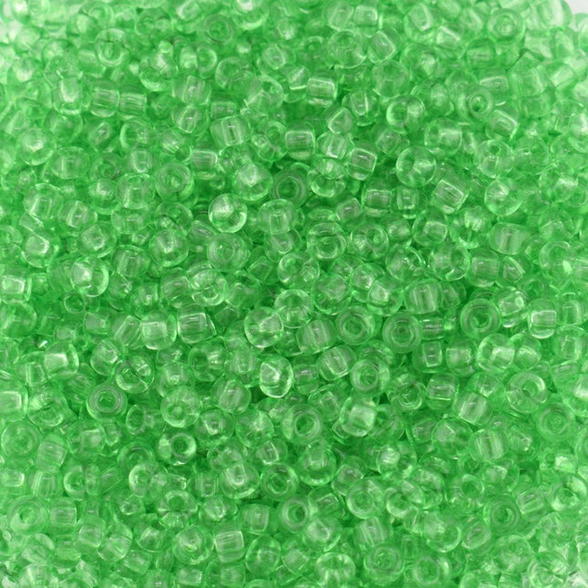Size 8 Transparent Green Seed Beads