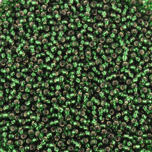 Size 11 Silver Lined Green Seed Beads