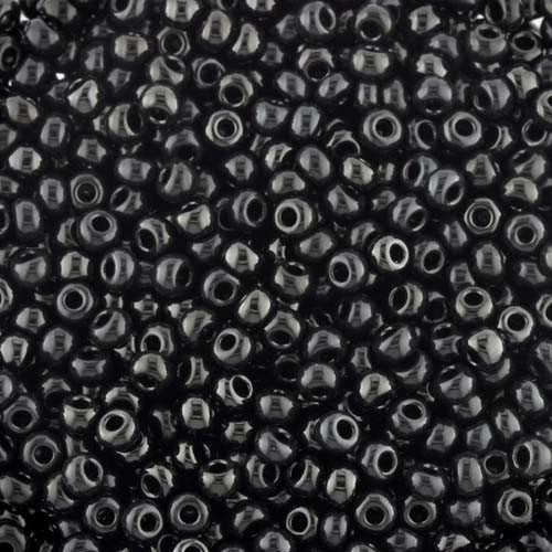 Size 8 Opaque Black Seed Beads