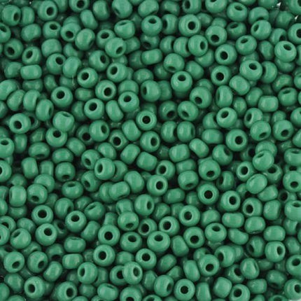 Size 8 Opaque Green Seed Beads