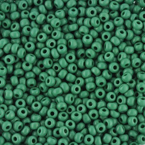 Size 8 Opaque Green Seed Beads