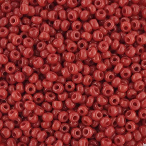 Preciosa size 8 opaque red glass seed beads