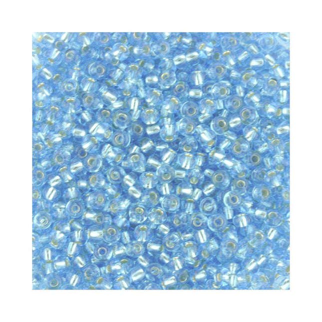 Preciosa size 8 silver lined aqua seed beads