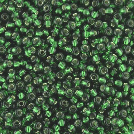 Size 8 Silver Lined Green Seed Beads