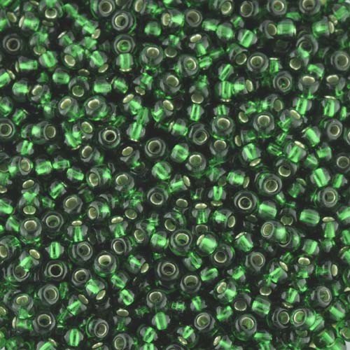 Size 8 Silver Lined Green Seed Beads
