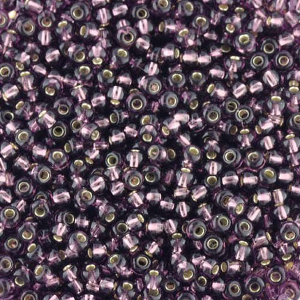 Size 8 Silver Lined Purple Seed Beads