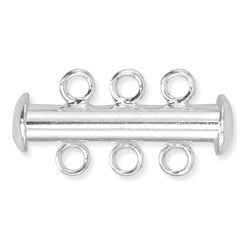 Slide clasp 3 strand silver plated