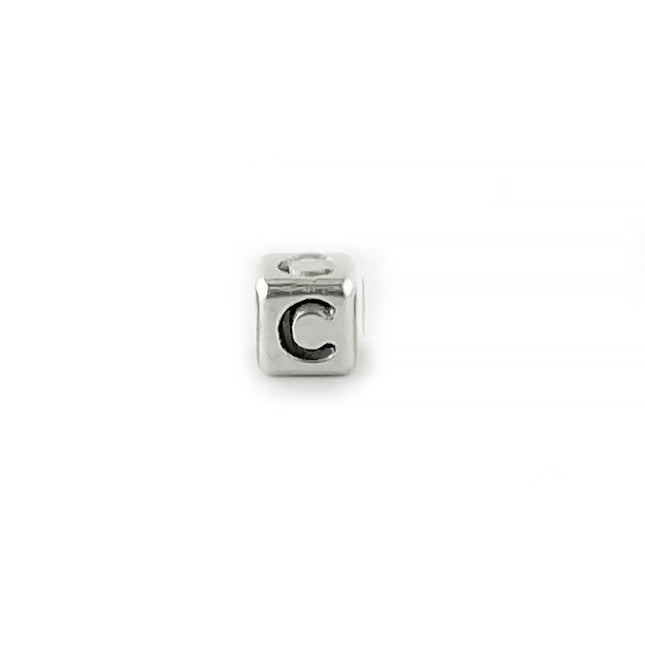 Metal Letter cube bead C