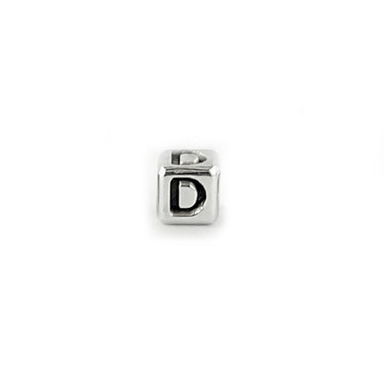 Metal Letter cube bead D