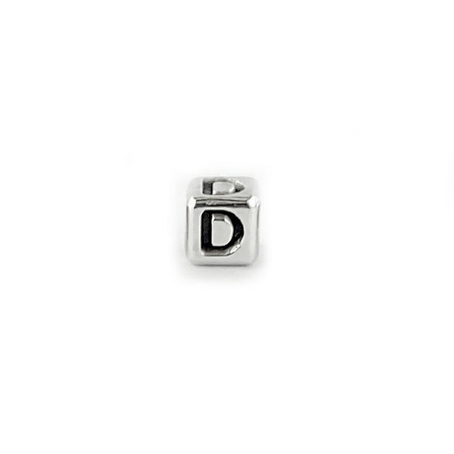 Metal Letter cube bead D