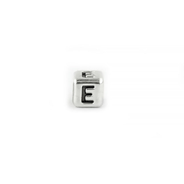 Metal Letter cube bead E