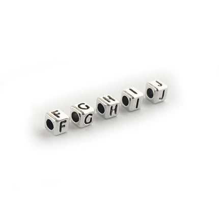 Metal Letter cube bead F - J