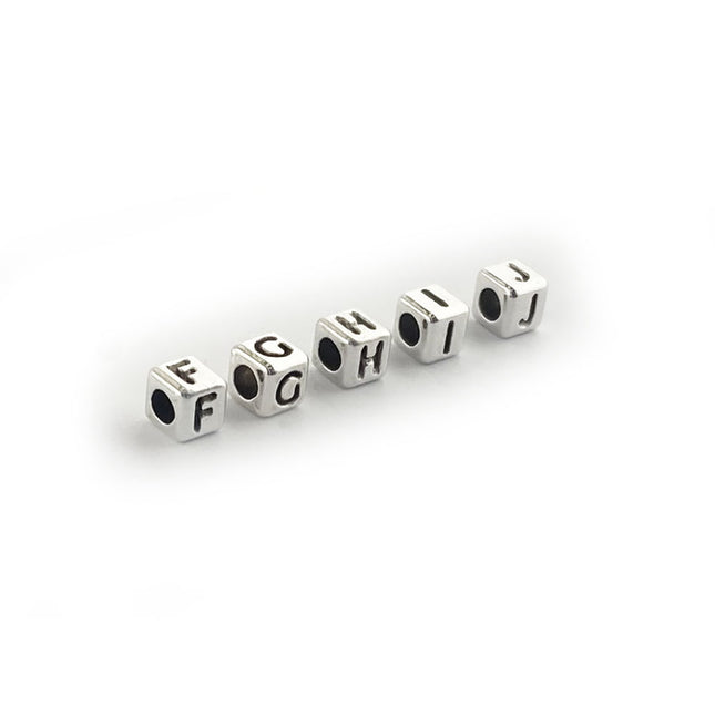 Metal Letter cube bead F - J