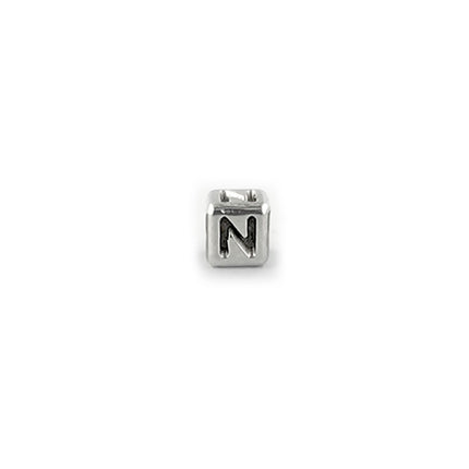 Metal Letter cube bead N