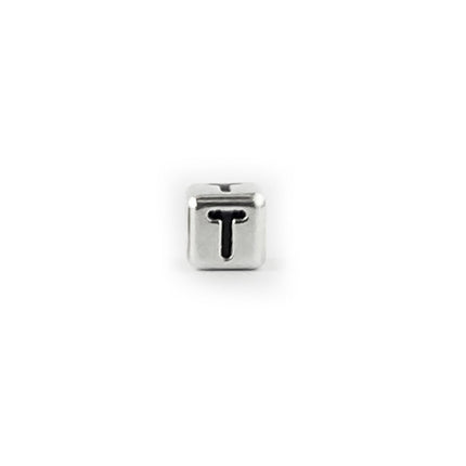 Metal Letter cube bead T