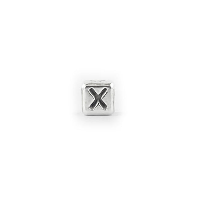 Metal Letter cube bead X