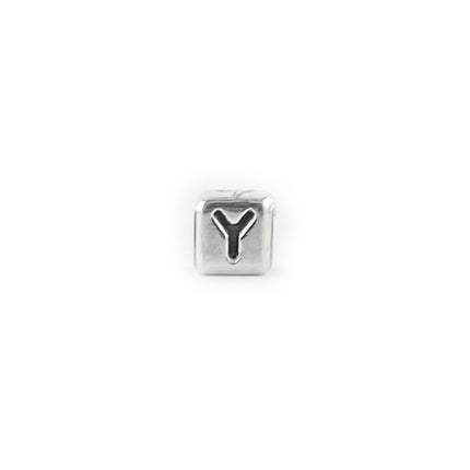 Metal Letter cube bead Y