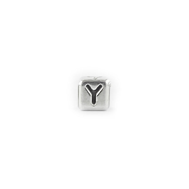 Metal Letter cube bead Y