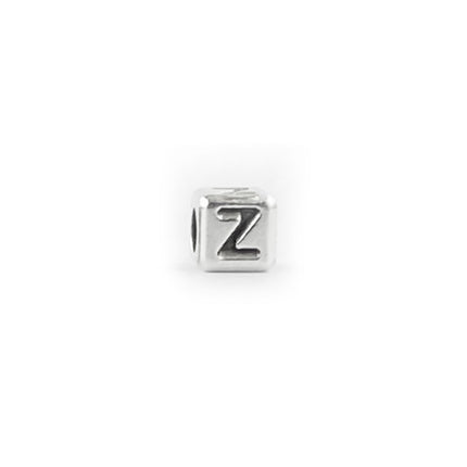 Metal Letter cube bead Z