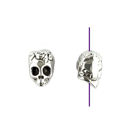 metal skull bead charm top to bottom drilled