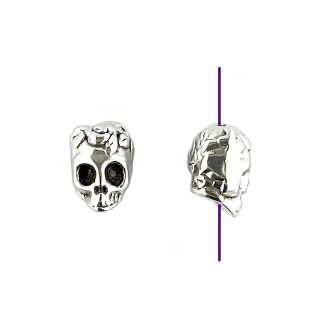 metal skull bead charm top to bottom drilled