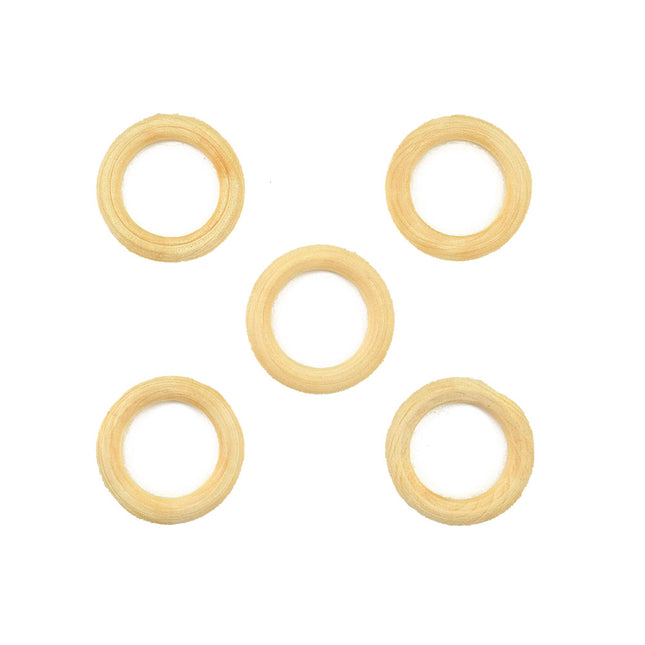 small 4.5cm wooden macrame ring 5 pack