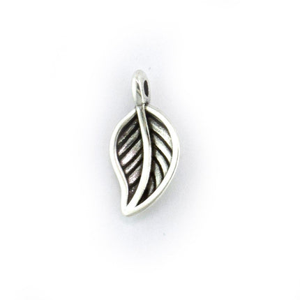 Small Metal Leaf Charm Antique Silver