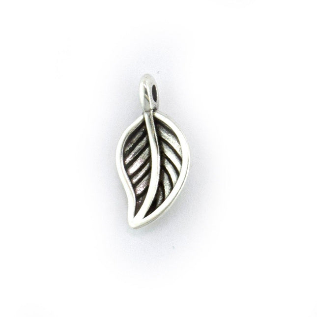 Small Metal Leaf Charm Antique Silver