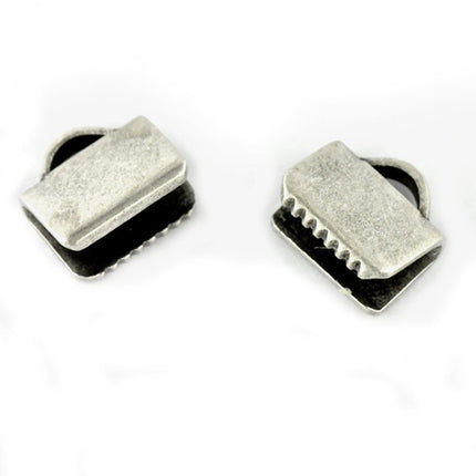 Nostalgia small 8mm Plain Ribbon Ends Antique Silver*