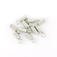 Spring Cord End Small Antique Silver