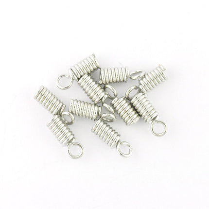 Spring Cord End Small Antique Silver