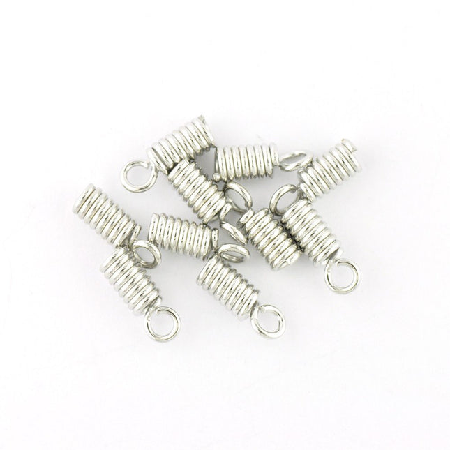 Spring Cord End Small Antique Silver