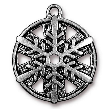 Snowflake Charm Antique Silver