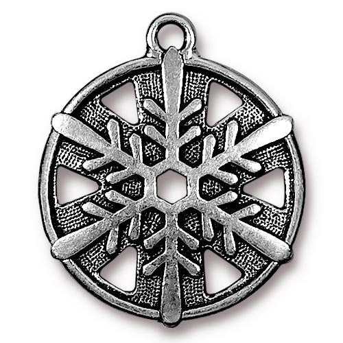 Snowflake Charm Antique Silver